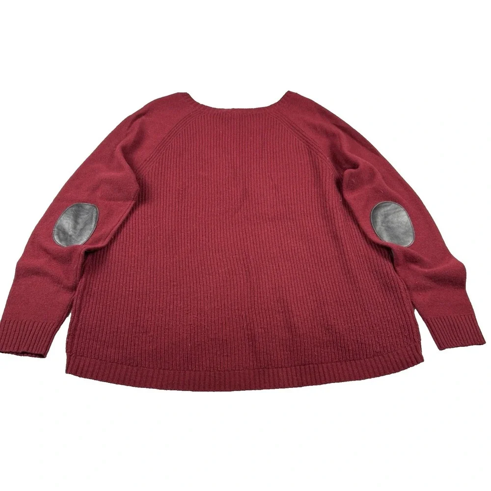 J. Crew 100% Wool Sweater Women's Size Large Leather Patches Relaxed Fit‎ Knit